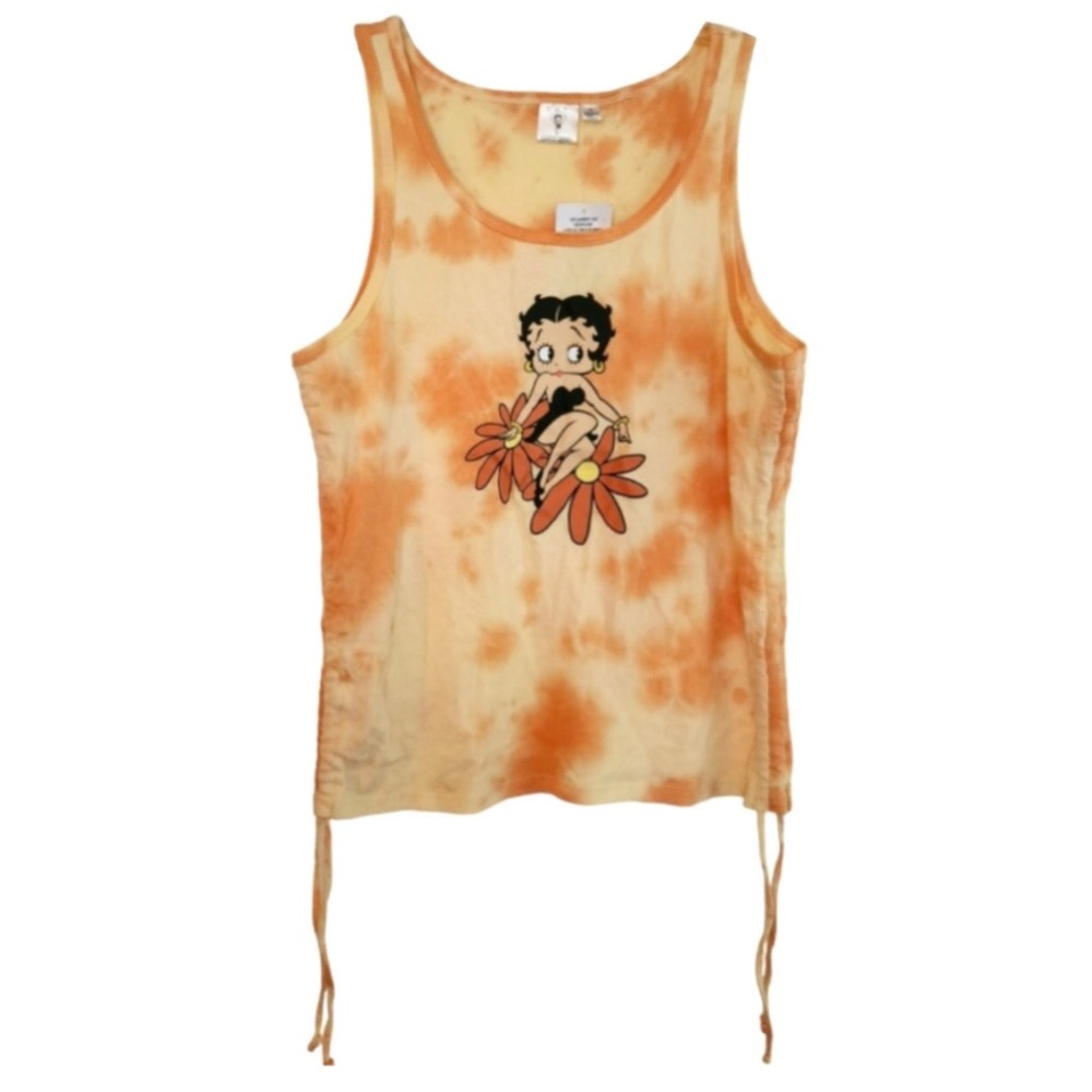 Betty Boob Graphic Tie Die Novelty Tank w/Adjustable Pull String Sides (1X)